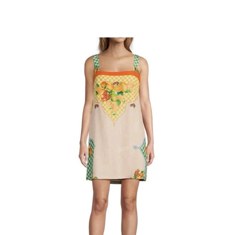 New Antonio Melani Eliana Printed Linen Square Neck Sleeveless Dress Sz Lg - Picture 8 of 11